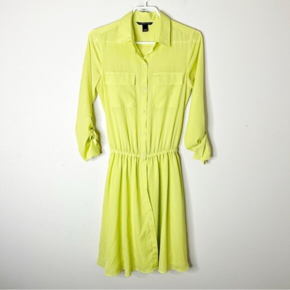Victoria's Secret Shirt Dress Button down front Neon yellow Long sleeve - Picture 5 of 13